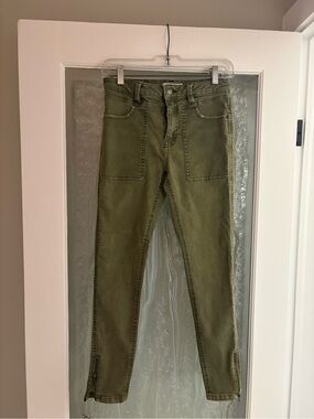 EDC Olive Green Skinny Jeans with Ankle Zips